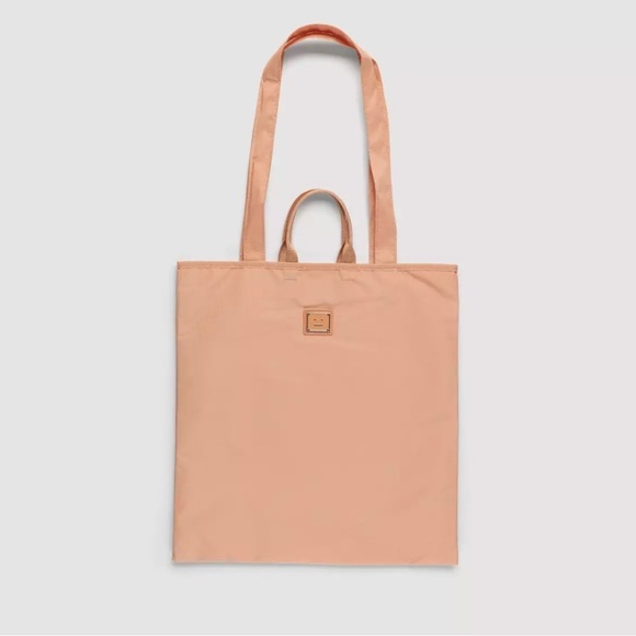Acne Studios Awen Face Plate Peach Orange Packable Shoulder Tote Bag Unisex - Picture 1 of 10